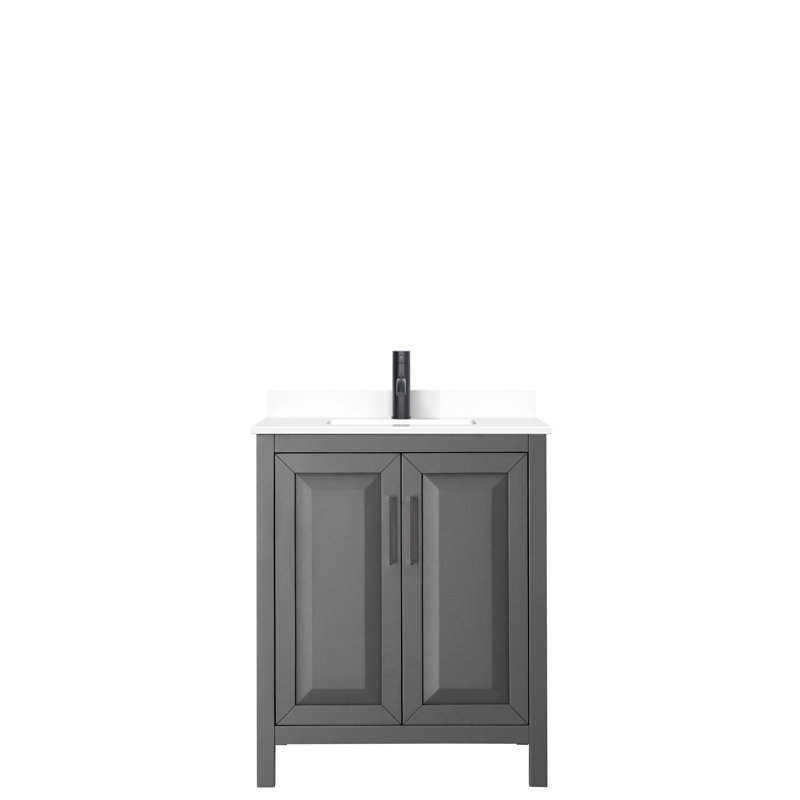Daria 30'' W Single Vanity, White Cultured Marble, Dark Espresso, Matte Black