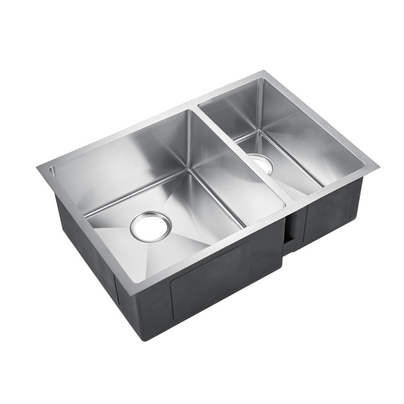 Genaro 29'' L Double Bowl Stainless Steel Kitchen Sink