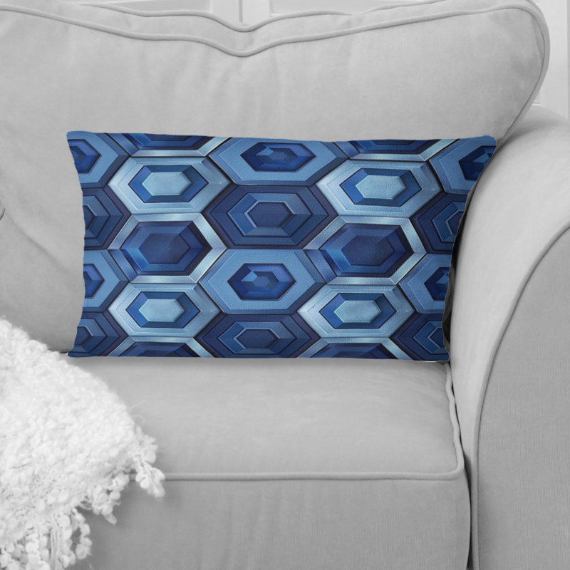 Imprimé hexagonal bleu et blanc - coussin lombaire moderne
