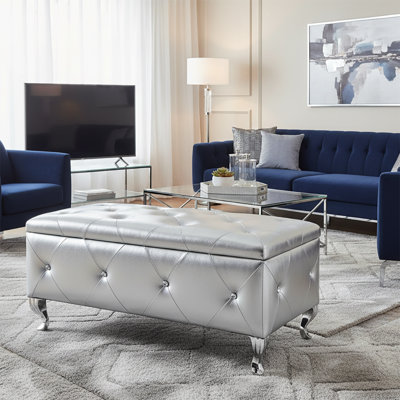 Elegant Chic Upholstered Storage Bench with Metal Legs