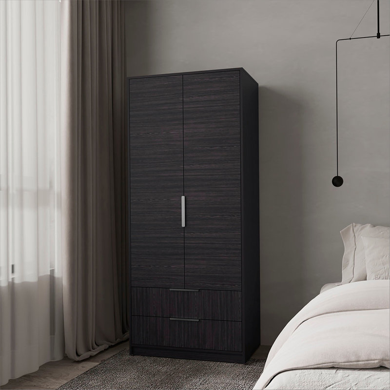 Armoire 2 tiroirs avec tringle suspendue Wengue