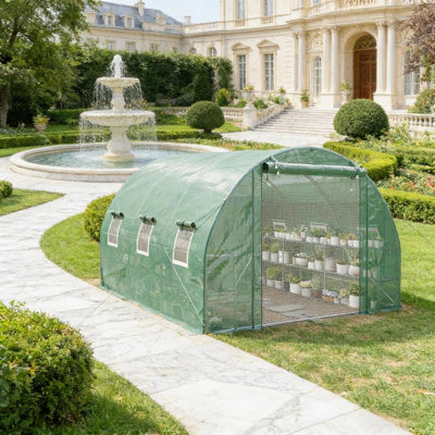 Garden Hoop House Greenhouse With Shelves,Walk-in Tunnel Greenhouse
