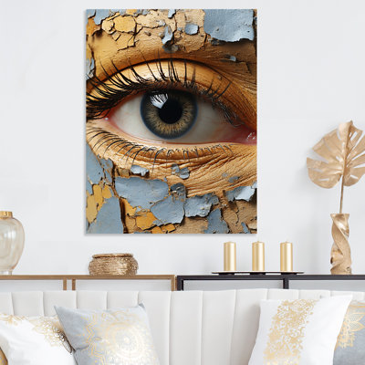 «Yellow and Blue Woman Eye Expressionism IV - Eye», art mural en métal