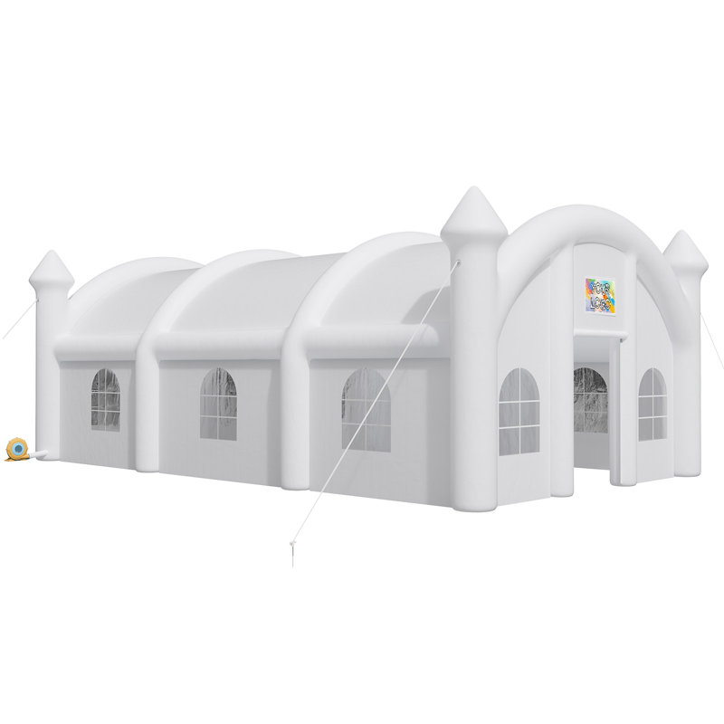Pop-Up Nightlife Large Inflatable Wedding Tent, 210D Oxford Fabric Heavy Duty Party Tent with 2 Roll-Up Doors & 8 Sand Bags, Gazebo Event House for Wedding Birthday Backyard Party, White