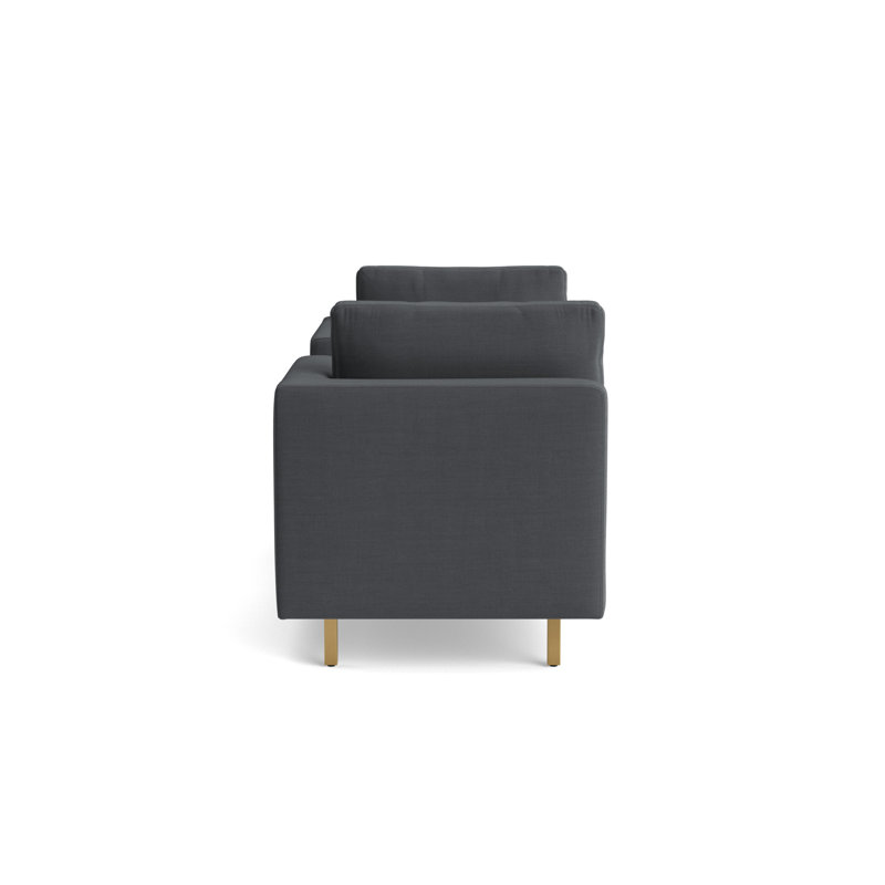 Hunter Bench, Performance Linen - Charcoal, Brushed Brass