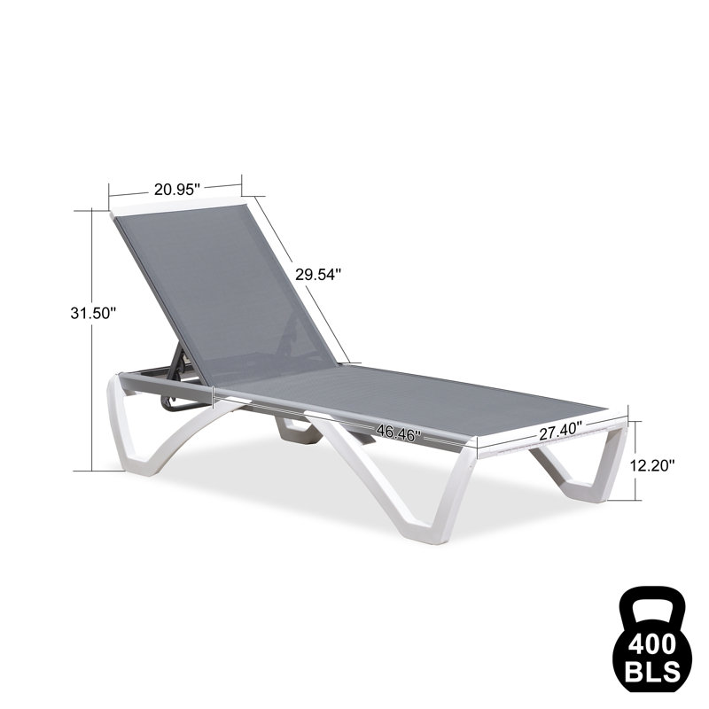 Chaise longue d'extérieur Chaibate, Gris clair / Blanc