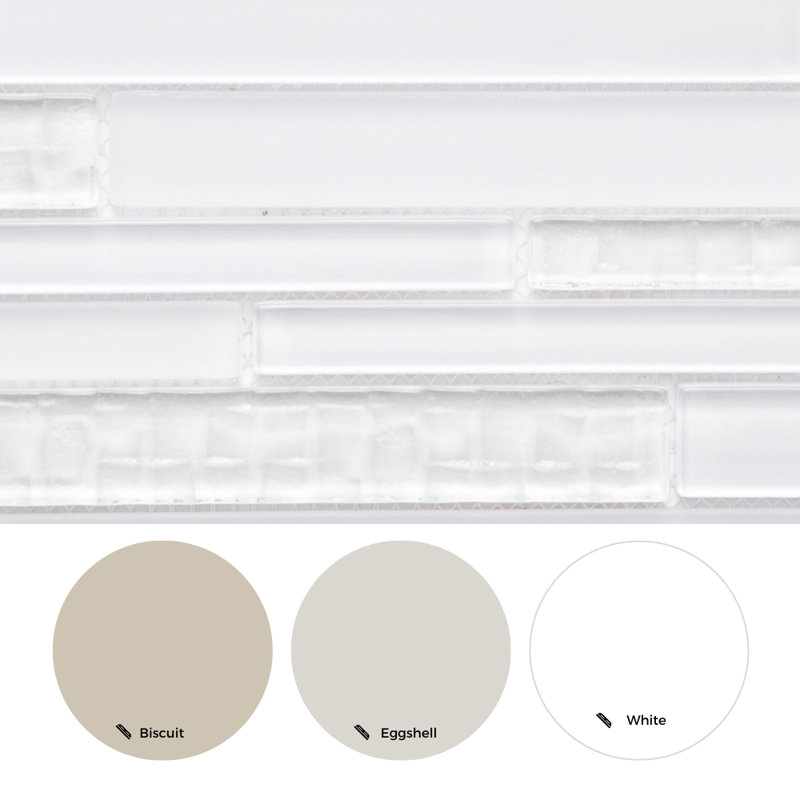 Karma Straight Edge Glass Mosaic Sheet Tile, White