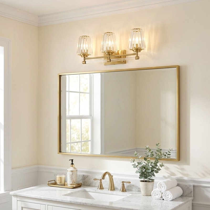  Éclairage pour salle de bain 3 lumières Garnet, Noir mat, Trois lumières, H 9,5 po x l 24 po x P 24 po