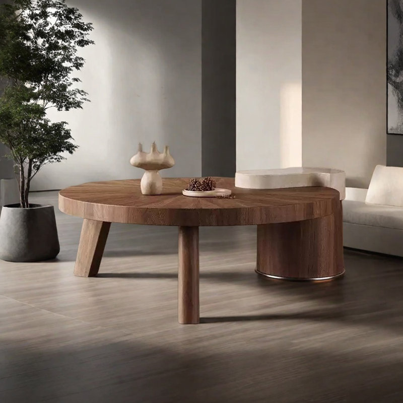 Table basse de style simple avec placage de noyer