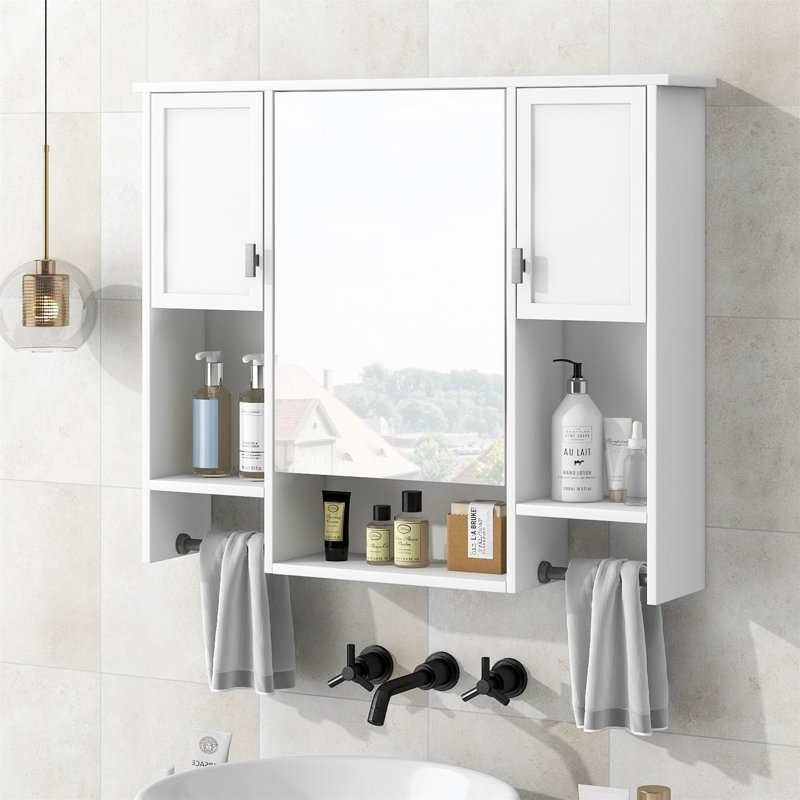 Armoire de rangement murale pour salle de bain, 28,7 po x 35 po, Blanc
