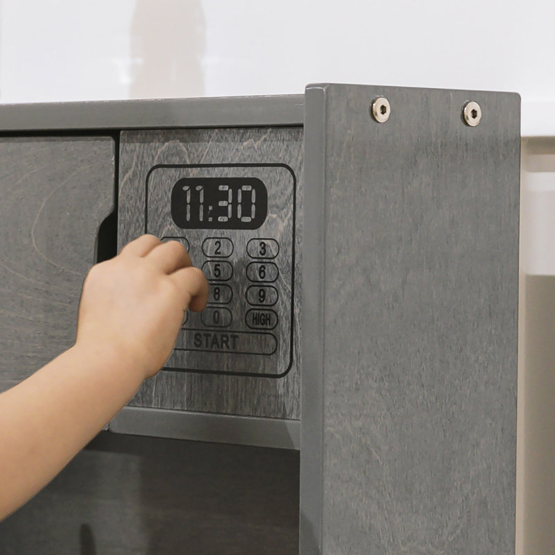 ECR4Kids 4-in-1 Kitchen, Sink, Stove, Oven, Microwave and Storage, Play Kitchen, Gray
