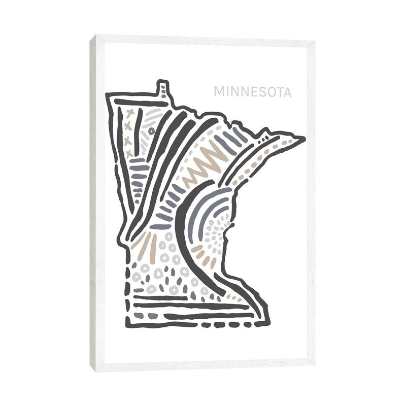 Minnesota 1 Piece Wall Art on Canvas, 66.04 cm H x 45.72 cm W, White Framed