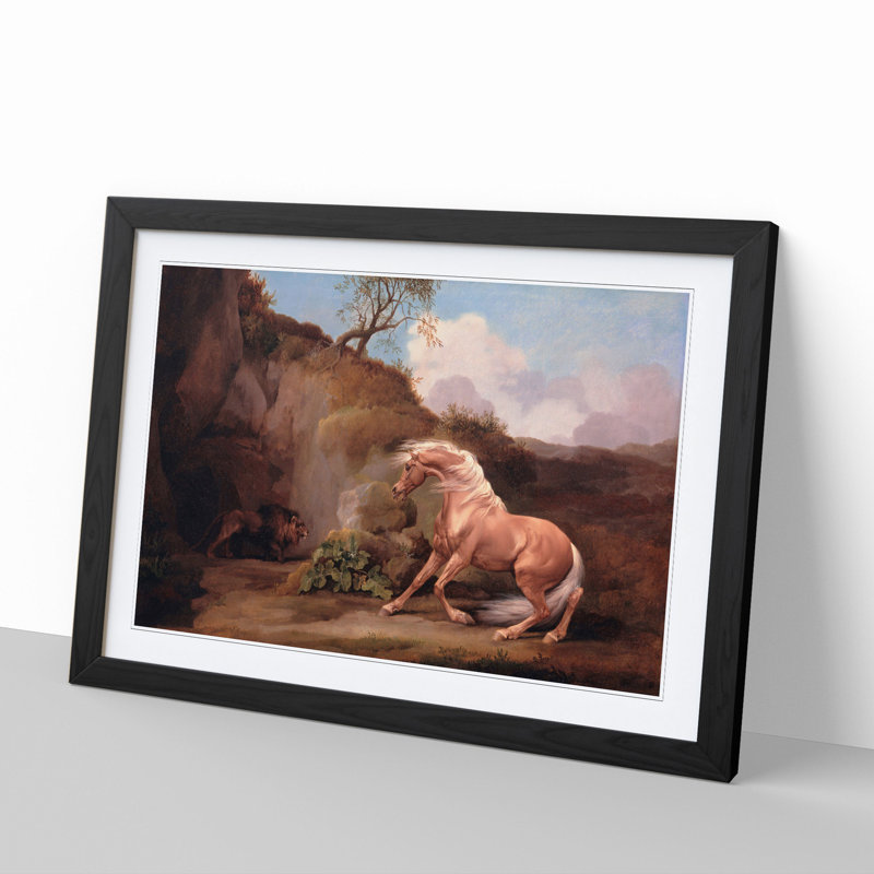Horse Frightened by George Stubbs - Picture Frame Painting, Black Framed, 36cm H x 48cm W x 2cm D