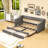 Expandable Twin XL to King Upholstered Daybed with Tuft Backrest and 2 Storage Drawers-468791704
