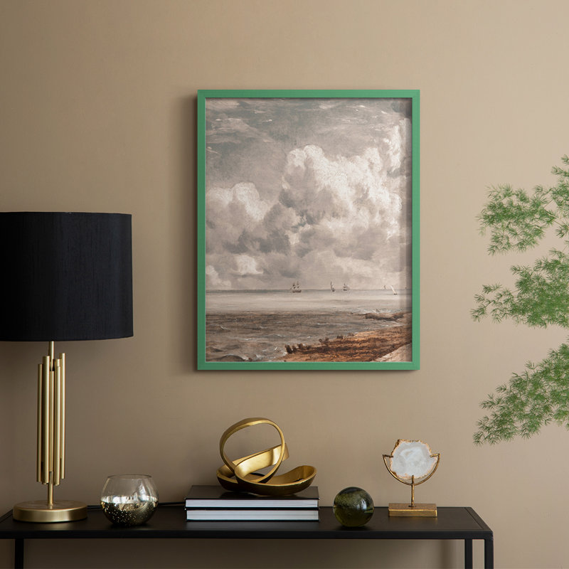 Impression vintage rétro encadrée XL - bois massif, H 21 po x l 17 po, Vert