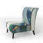 Mettalic Indigo and Gold II - Glam Upholstered Slipper Chair