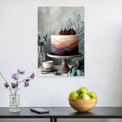 Aquarelle, gâteau de montagne, paysage délicat, paysage rêveur, art mural
