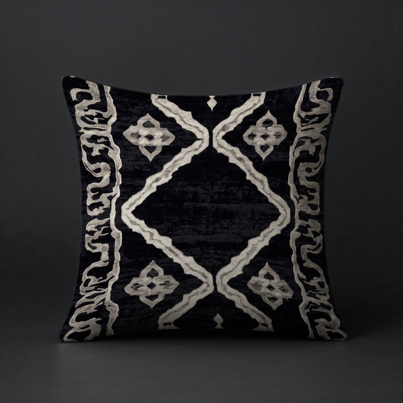 Coussin décoratif intérieur et extérieur Modern, Gris géométrique 51, Carré 18 po