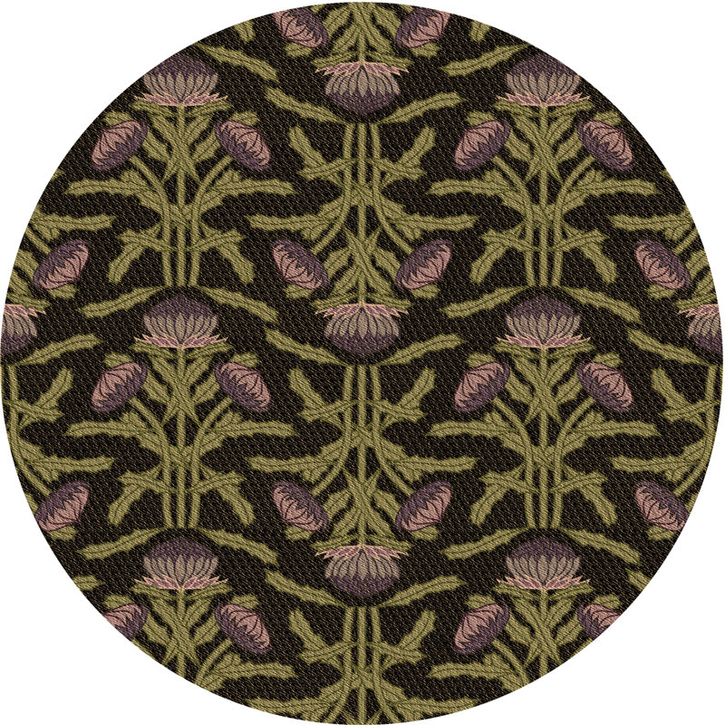 Performance Wool Floral Indoor Rug, Round 4'