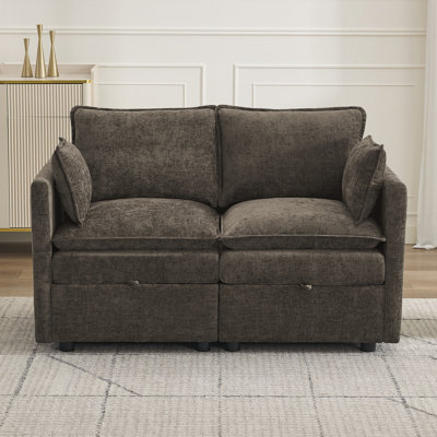 55.4" Wide Modular Storage Loveseat Sofa