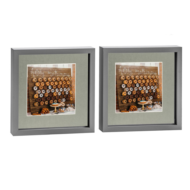 Nicola Spring - 3D Box Photo Frames, 22.5cm H x 22.5cm W x 3.5cm D, Grey/Grey