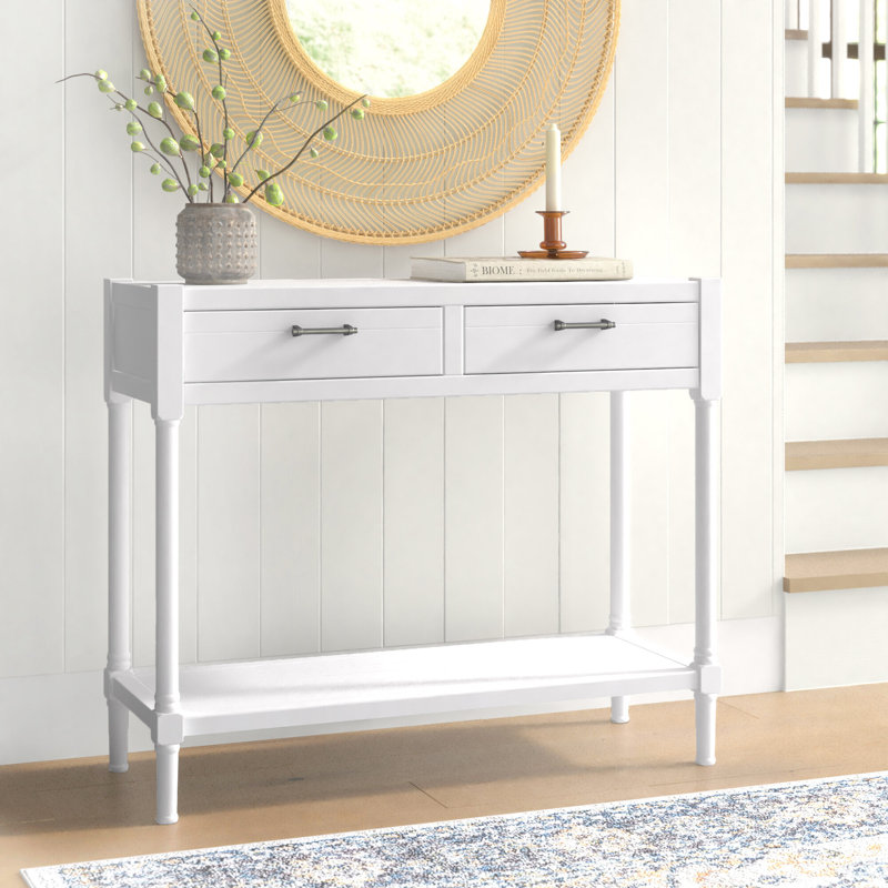 Mehaffey 35.5'' Console Table, Distressed White