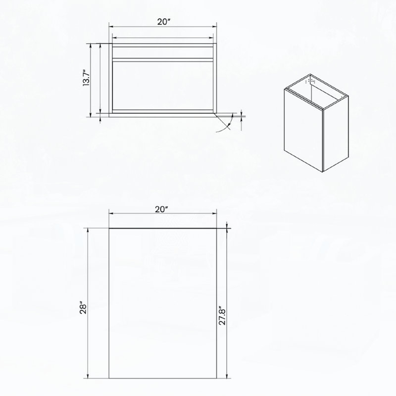 Meuble-lavabo de 20 po avec lavabo, Marbre blanc