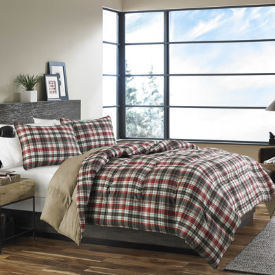 Eddie Bauer Astoria Red Reversible Microsuede Comforter Set In Multi