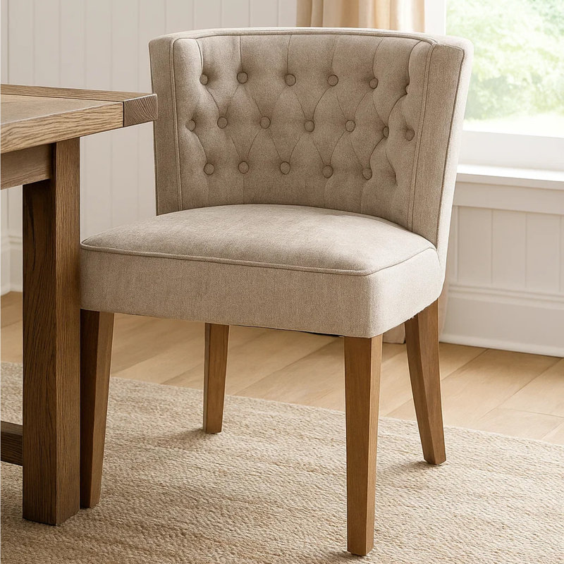 Ensemble de 2 chaises d'appoint de salle à manger Cly, tissu, bois massif brun, Gris