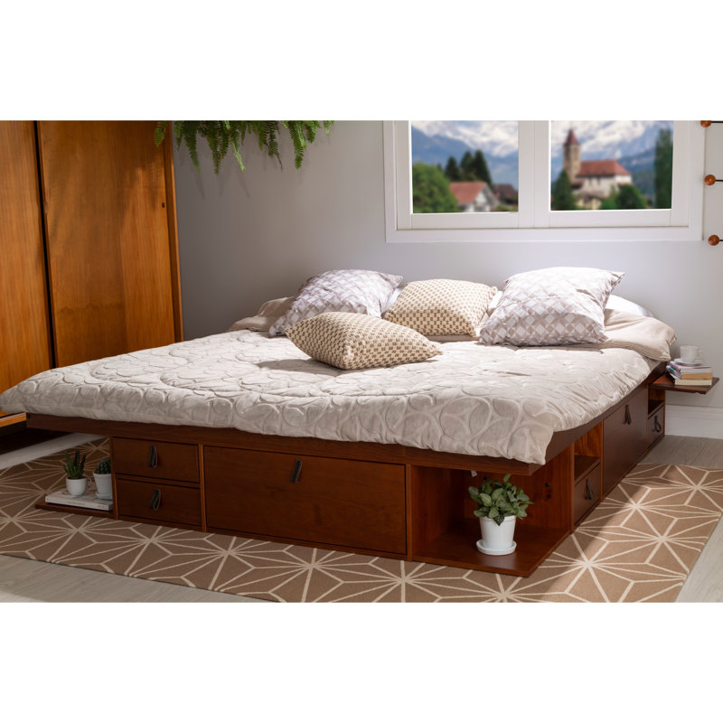 Pharr Bookcase Storage Bed, King, Honey