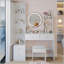 Armoire à miroir pleine grandeur + coiffeuse à miroir rond à DEL + tabouret rembourré, miroir à DEL de 17 po de diamètre, commande tactile, 3 couleurs, luminosité réglable, grand bureau, rangement multicouche à grande capacité-690430334