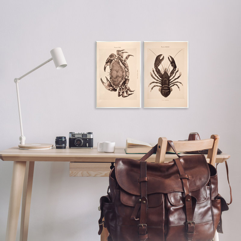 Ensemble de 2 plaques murales rétro «Crab & Lobster» par Deborah Revell, H 15 po x l 10 po