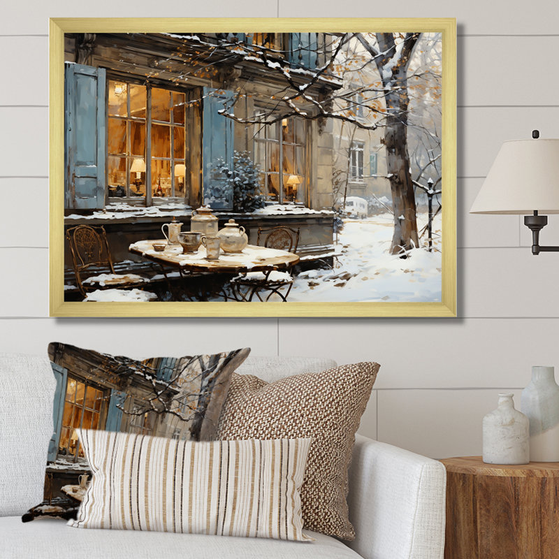 «Paris City Tower Winter Winter Charm II», art mural de la ville de Paris, Cadre de coin blanc fermé