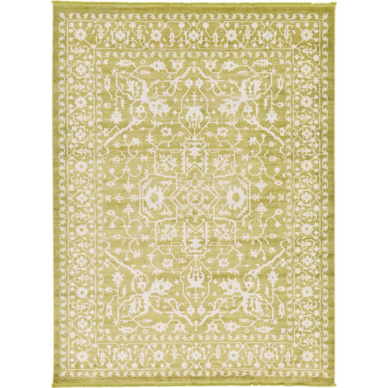 Tapis oriental vert clair Folkeste, Rectangle 8 pi x 11 pi 4 po