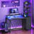 43.3'' Computer Desk with Monitor Stand and Storage, Gaming Desk with Charging Station and LED Lights-71344676