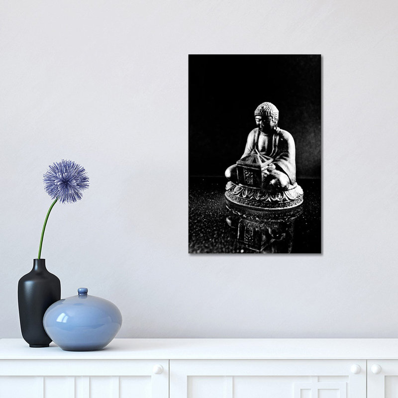 Stone Buddha Sculpture - Wrapped Canvas Print