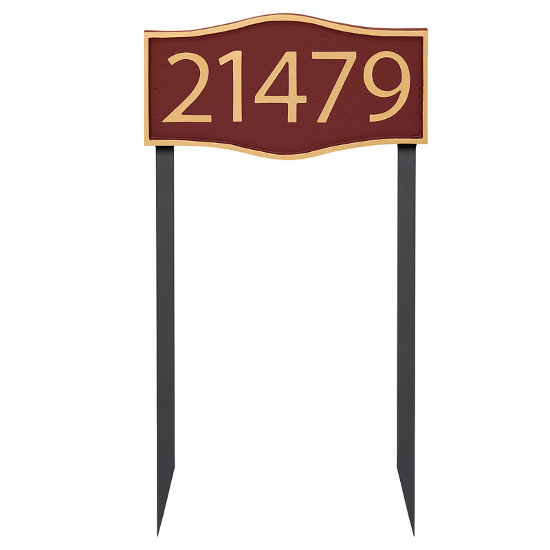 Enseigne d’adresse pour pelouse sur 1 ligne, Or, Rouge