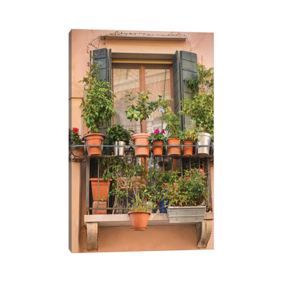 Italian Window Flowers III by Laura DeNardo - 1 Piece Wrapped Canvas Wall Art