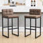 Tabouret de bar rembourré à dossier bas avec structure en métal épaissie pour îlot de cuisine-92115240-92115247-91899105