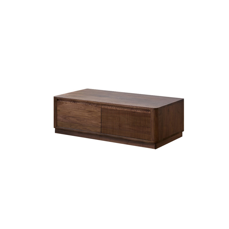 Table basse en noyer avec quatre tiroirs, H 15,75 po x L 47,24 po x l 23,62 po