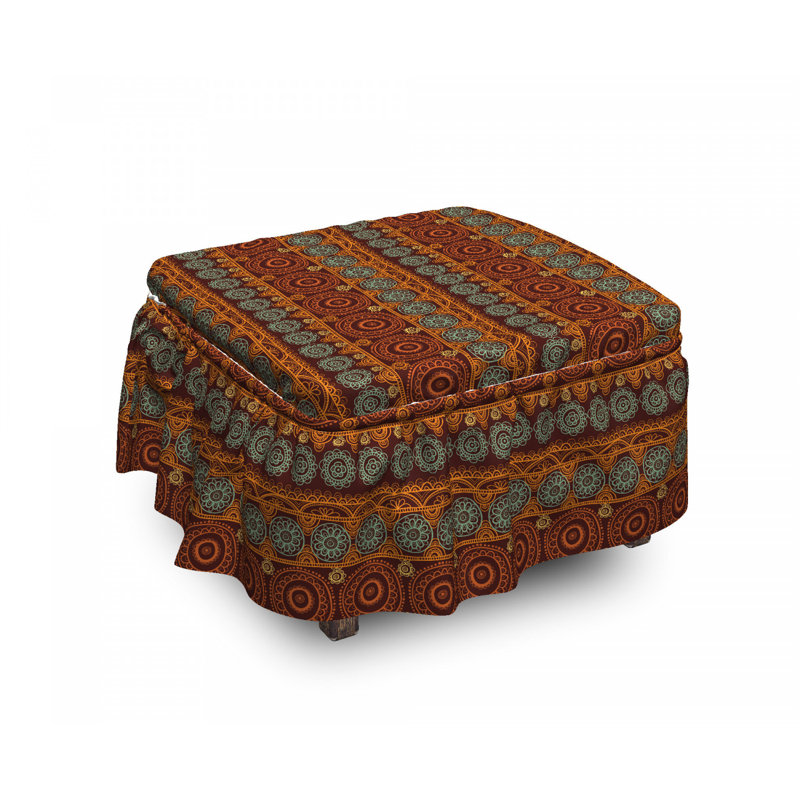 Ensemble de housse pour repose-pieds à coussins carrés 2 pièces terre tons primitif