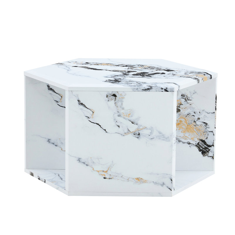 Hexagonal Coffee Table - Characteristic Stickers, Extra Storage With Multi Design, Simple Yet Stylish For Any Scene, Smooth And Easy To Clean, Stable & Load-bearing, Modern Outline, Space Stand-up,