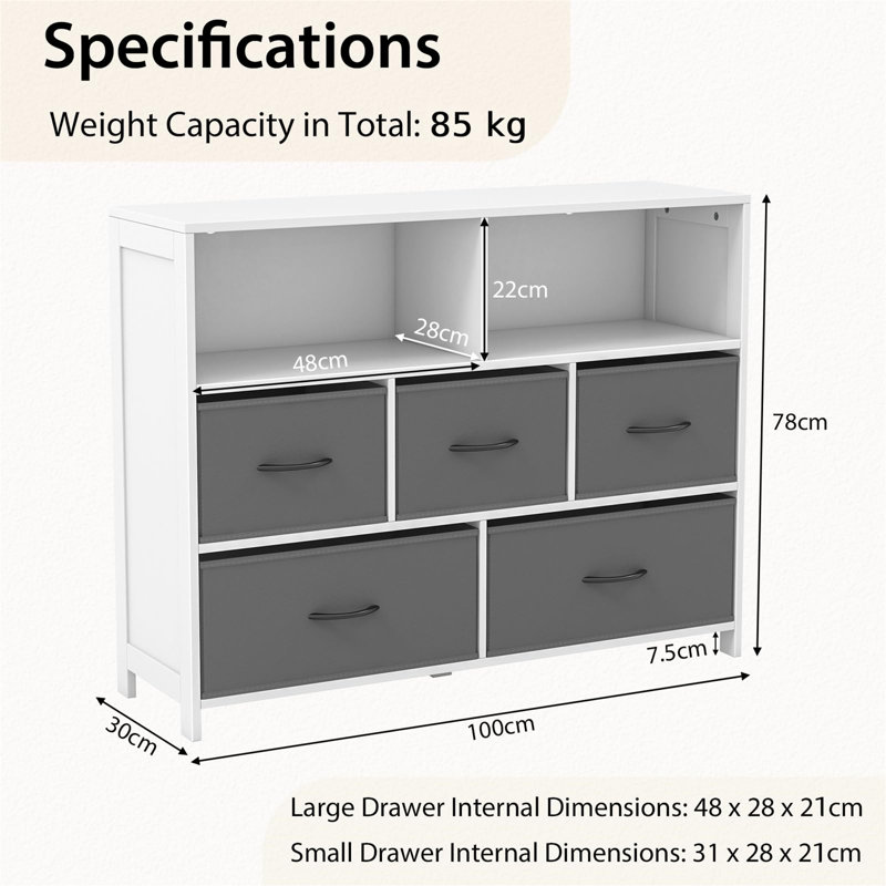Ettore 5 Drawer Double Dresser