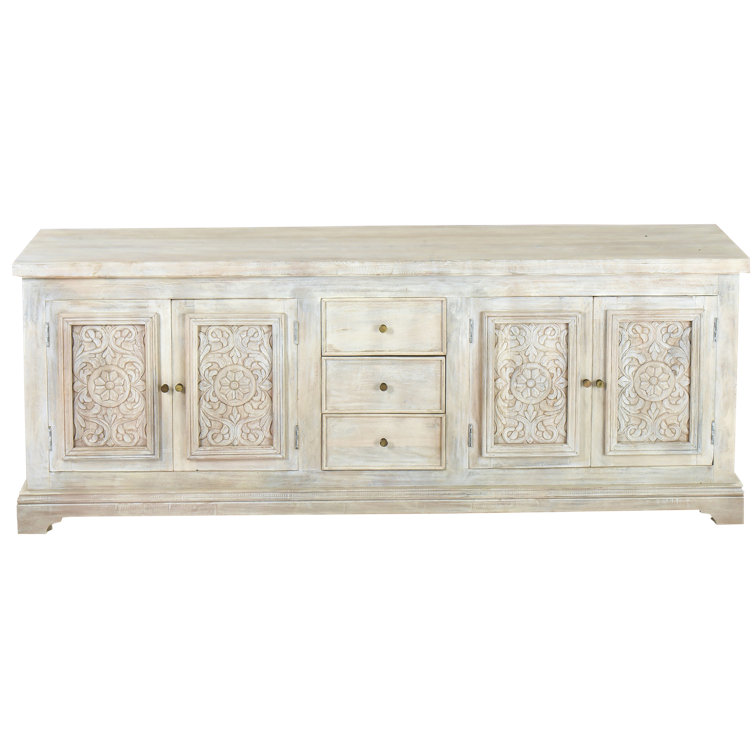 94 inch Distressed Antique White Sideboard Buffet with Drawers Jumbo Cabinet One Allium Way