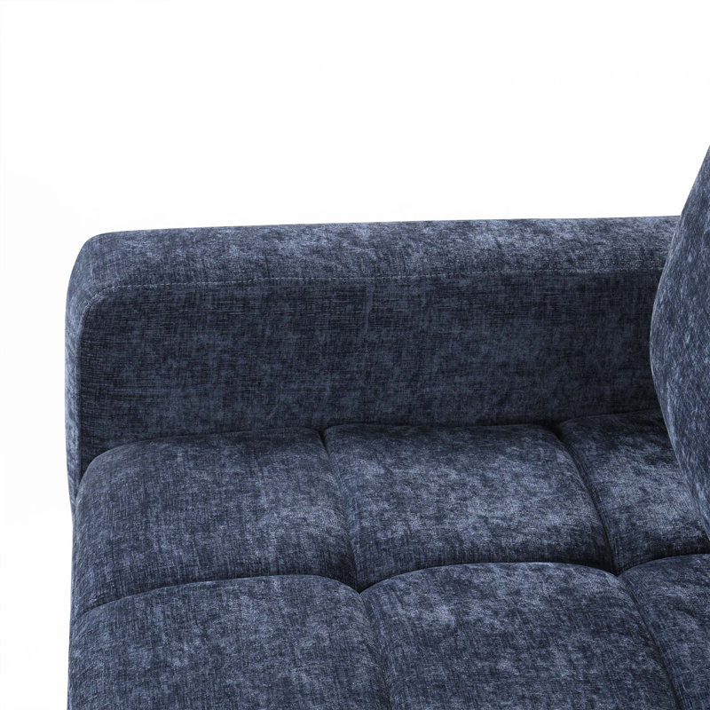 Canapé-lit modulaire rembourré avec espace de rangement, Polyester bleu