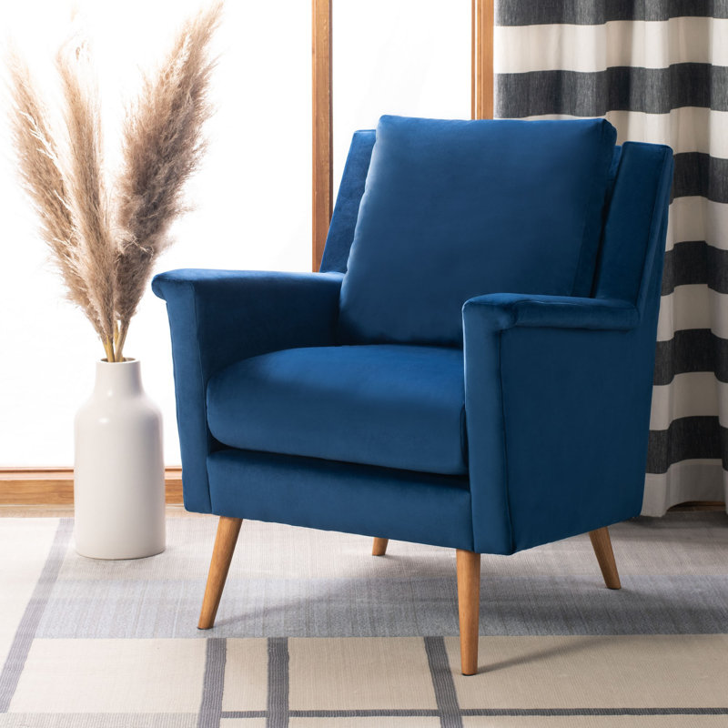 Fauteuil large en velours 28,74 po, Navy Faux Leather
