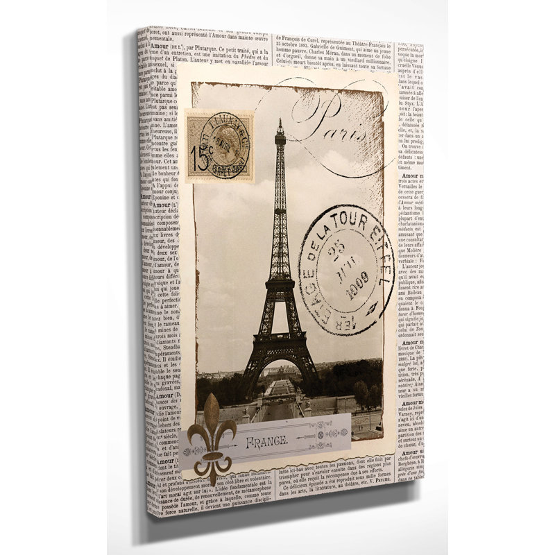 «Paris Memories» par Katrina Craven, reproduction d'art graphique sur toile, H 36 po x l 48 po x P 1,5 po