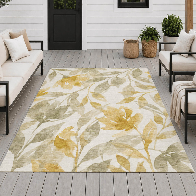 Tapis tropical intérieur / extérieur lavable à la machine Chantille ACN2960, Lin, 5 pi x 7 pi 6 po