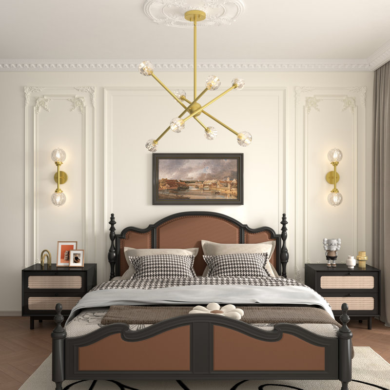 Virnit 8-Light Gold Sputnik Chandelier with Faceted Glass Shades