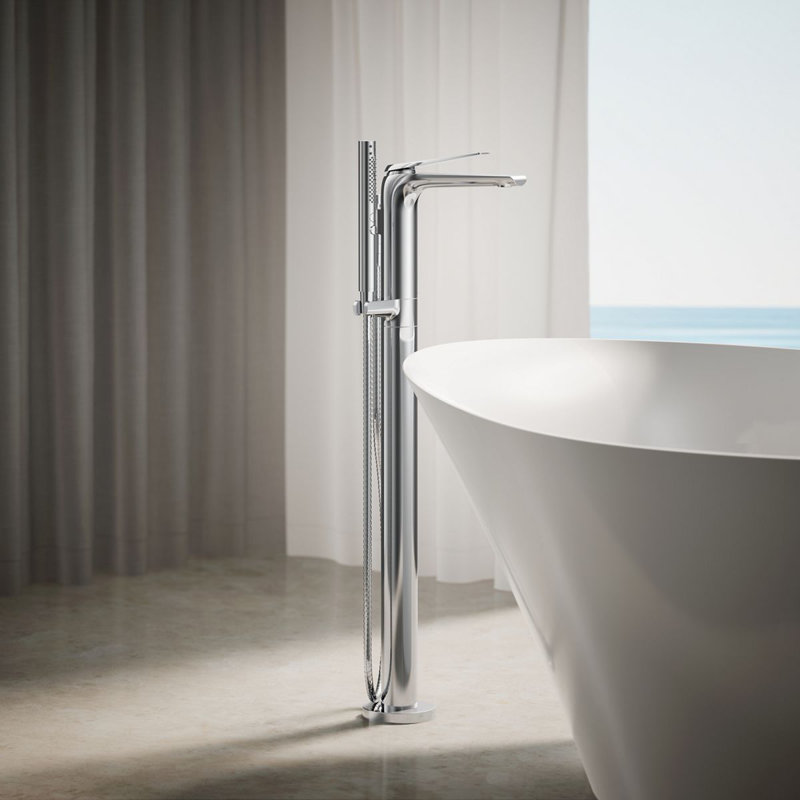Avid Single Handle Deck Mounted Floor Mount, Polished Chrome